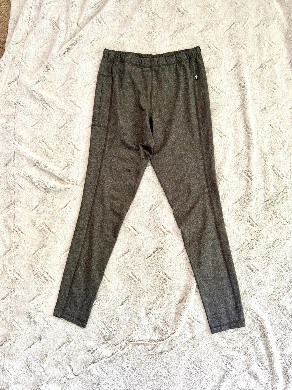 Fjallraven Abisko Trekking Tights Gray Hiking Leggings Zip Pocket L